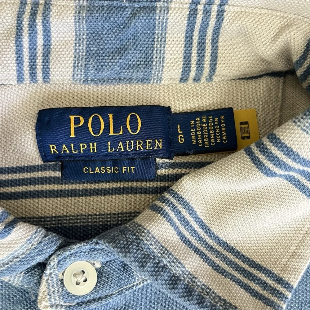 Polo Ralph Lauren Classic Striped Mesh Polo Shirt Large‎ Embroidered Pocket Pony